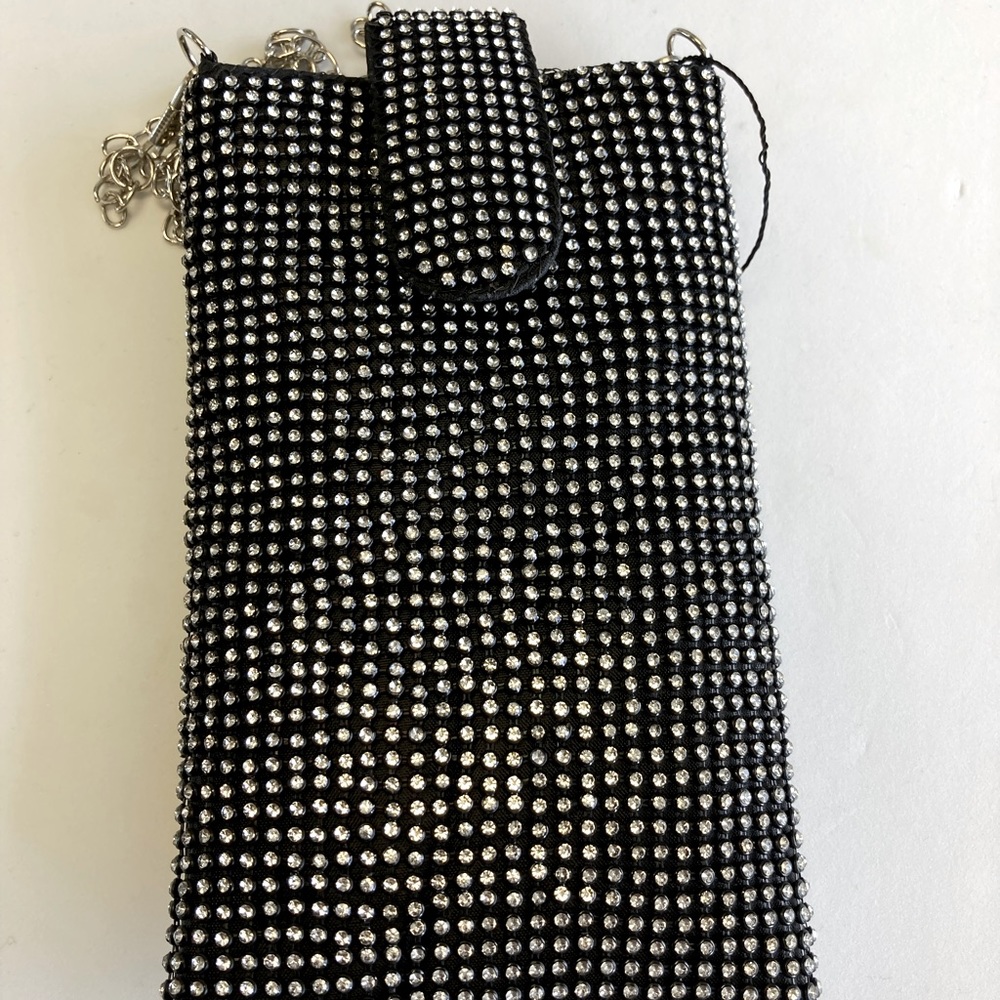 Black rhinestone crossbody bag